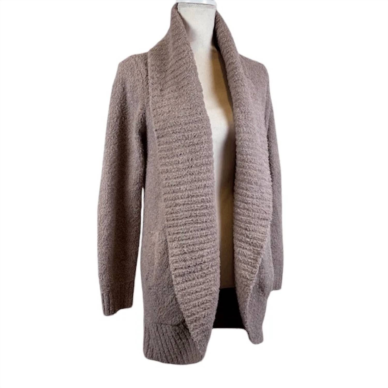 New Barefoot Dreams Women's Chenille Shawl Cardigan In Deep Taupe